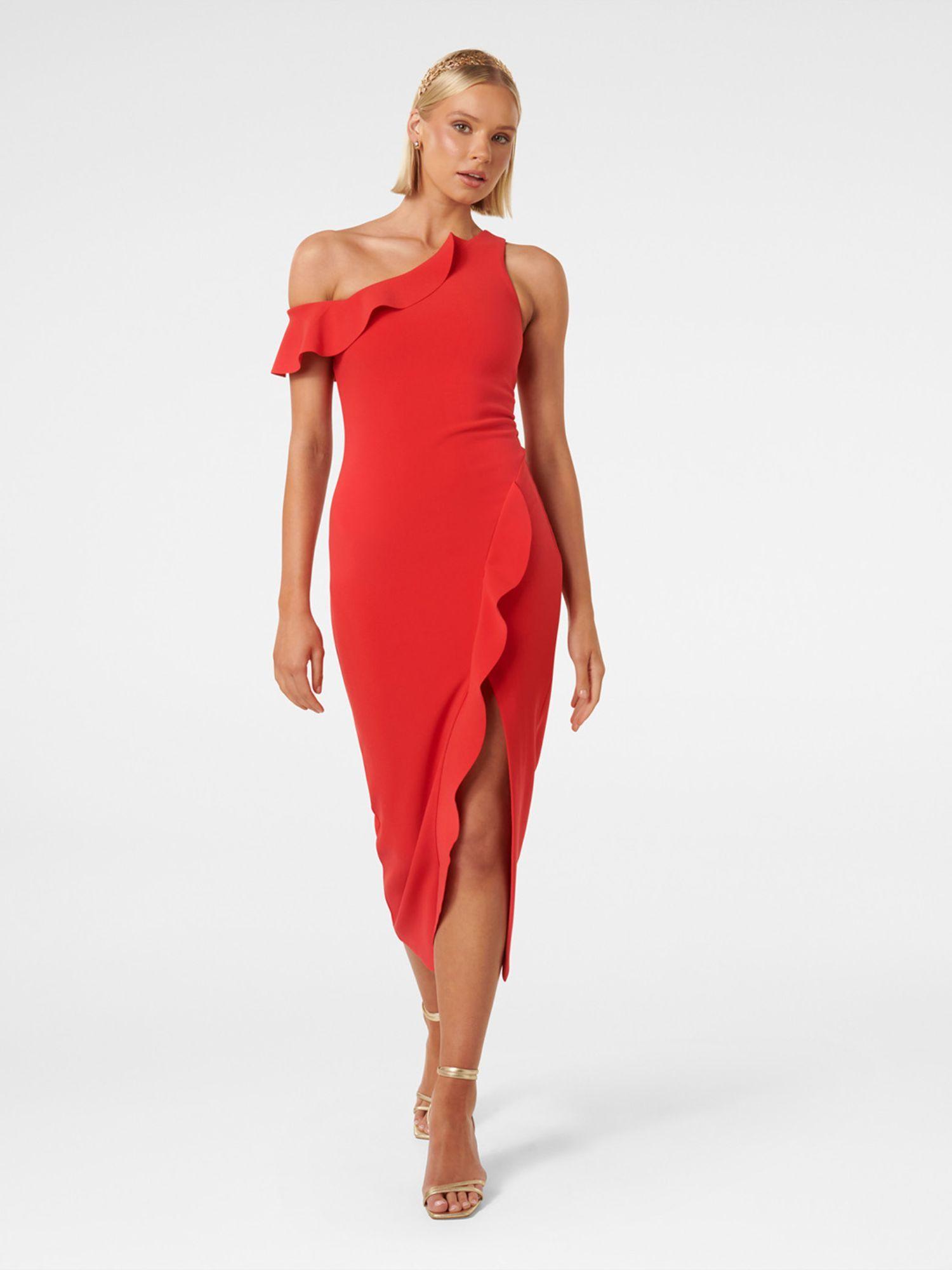 tyra one shoulder ruffle bodycon dress