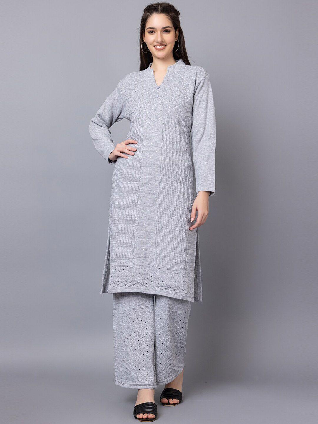 tysort mandarin collar self design  straight kurta with palazzo