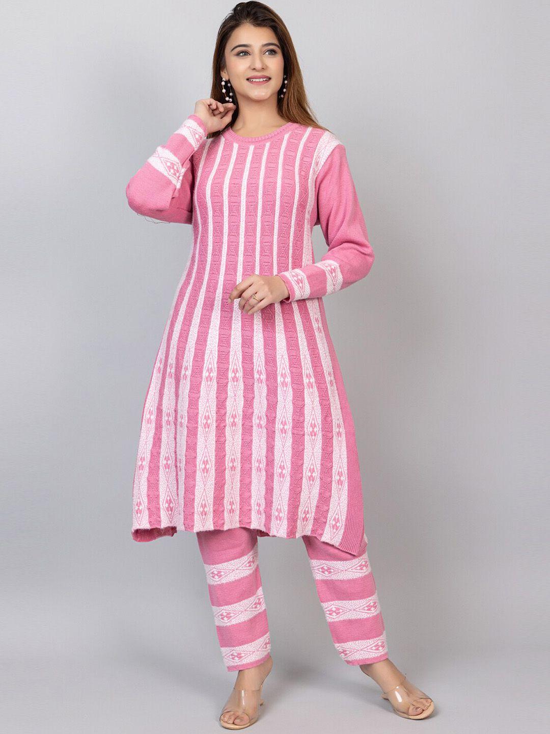 tysort striped regular thread work kurta with trousers