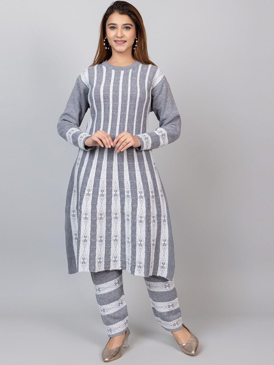 tysort striped regular thread work kurta with trousers