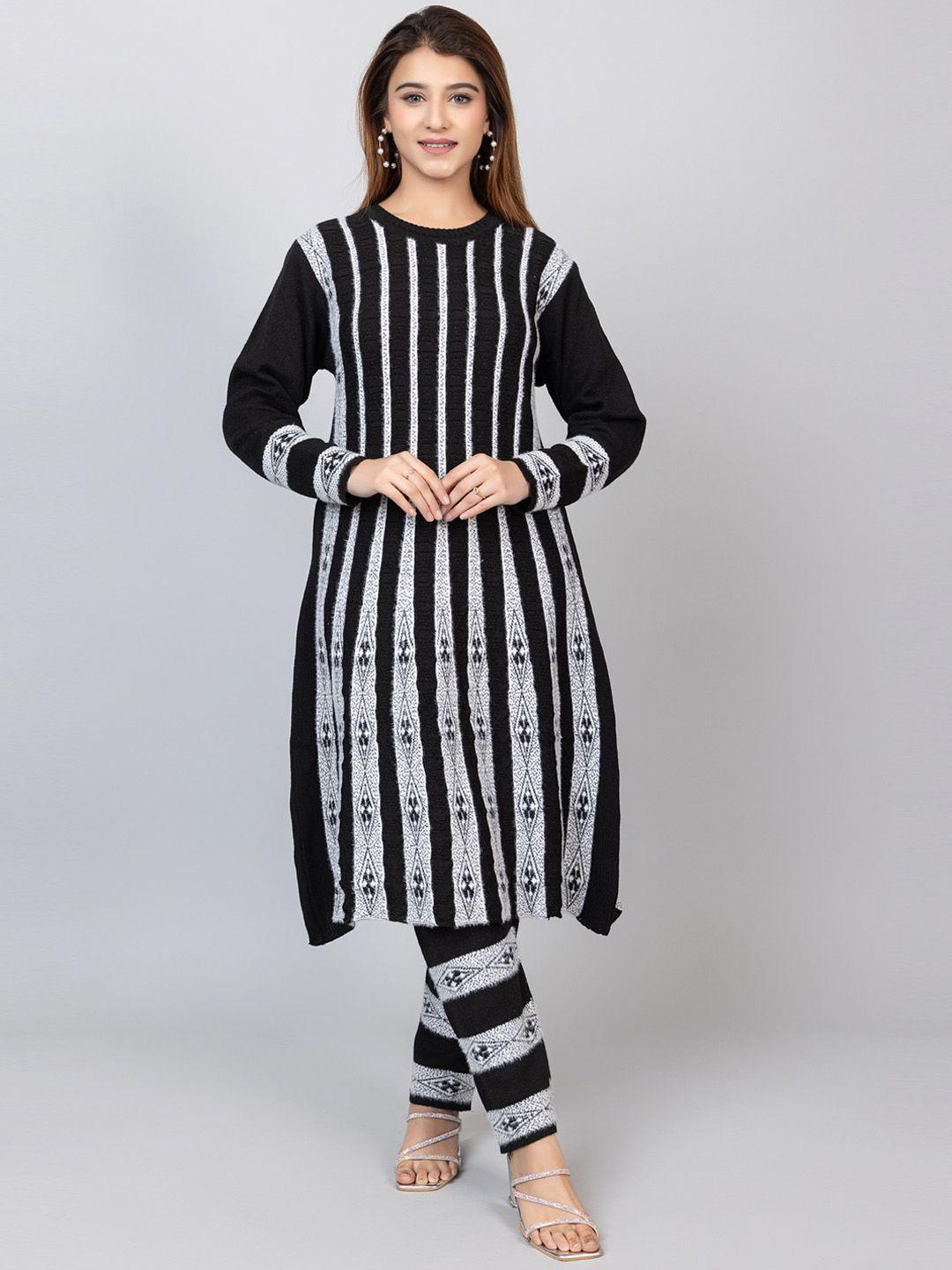 tysort striped regular thread work kurta with trousers