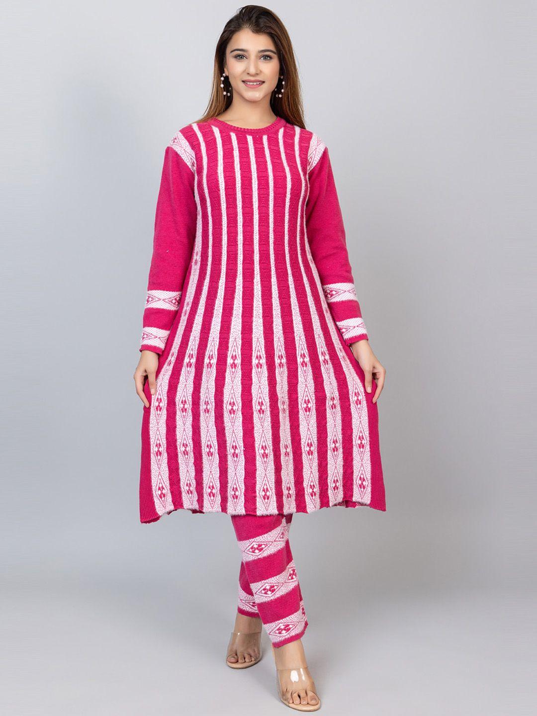 tysort striped regular thread work kurta with trousers