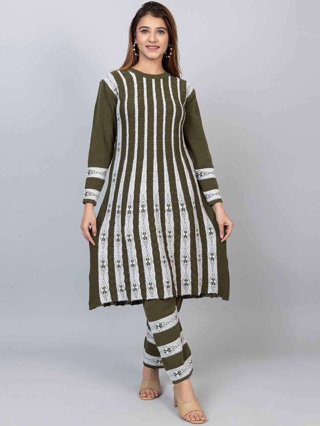 tysort striped regular thread work kurta with trousers