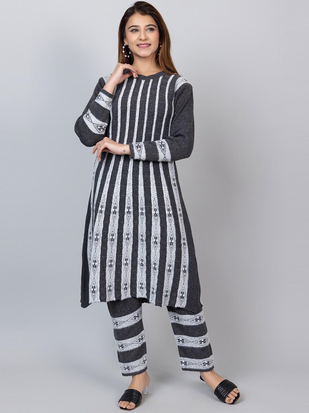 tysort striped regular thread work kurta with trousers