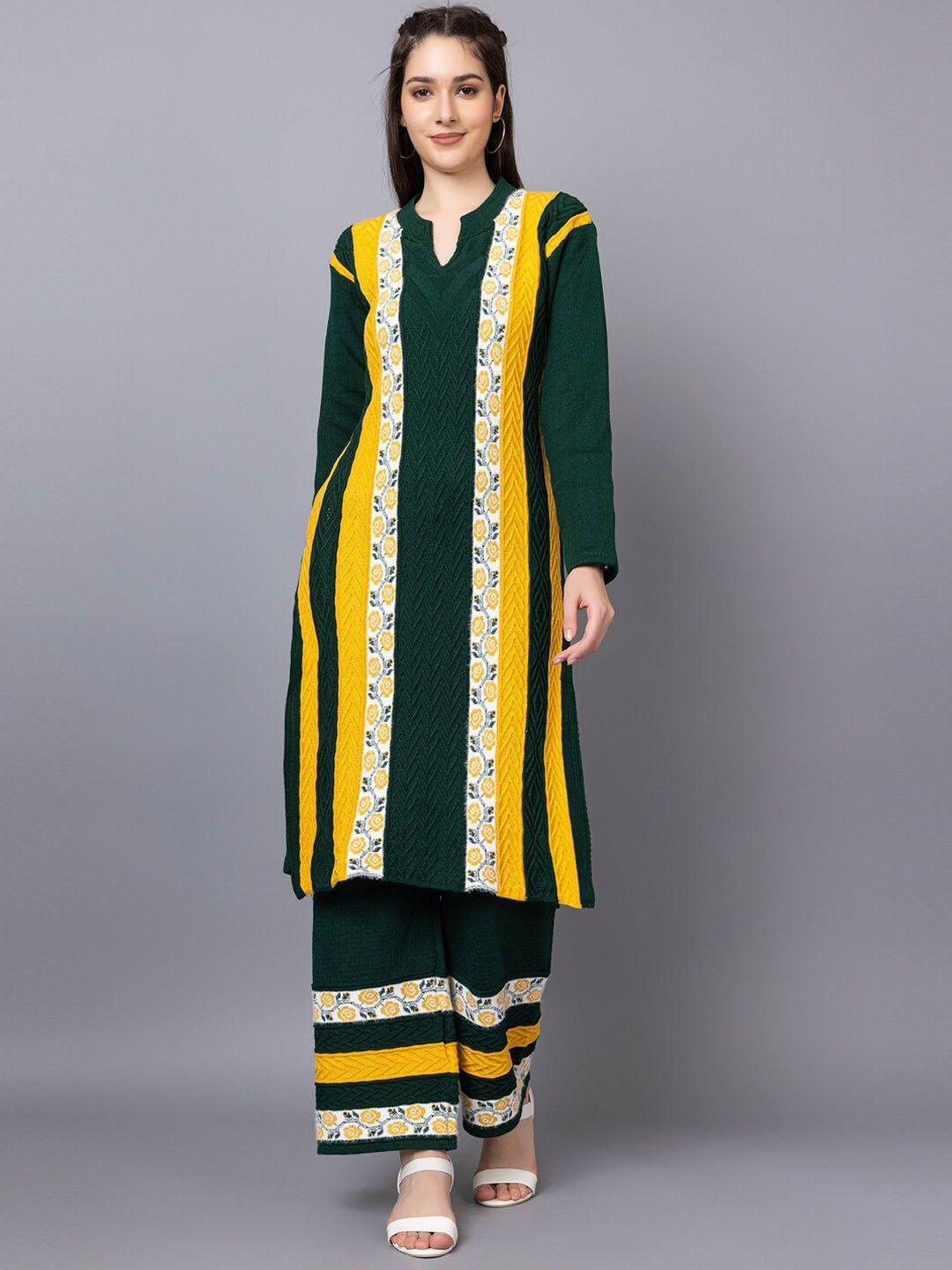 tysort striped round neck kurta with palazzos & dupatta