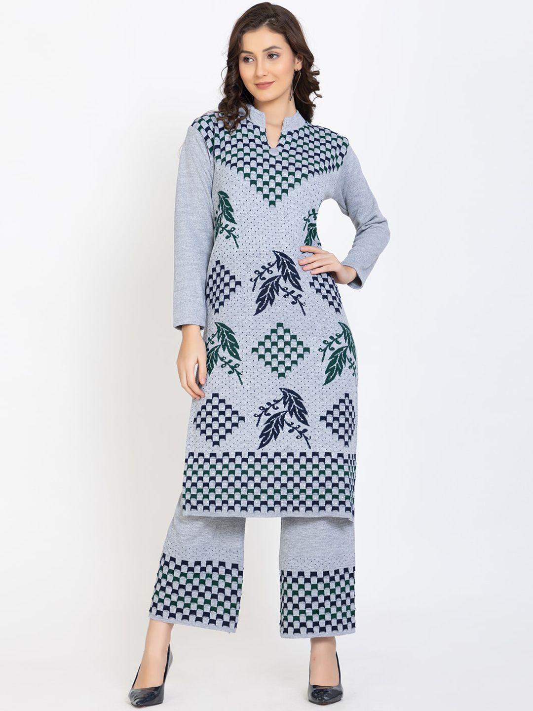 tysort women grey beads and stones kurta with palazzos