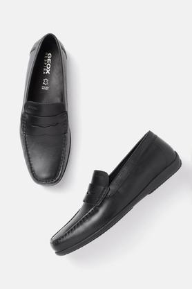 u ascanio a leather slipon men's moccasin shoes - black
