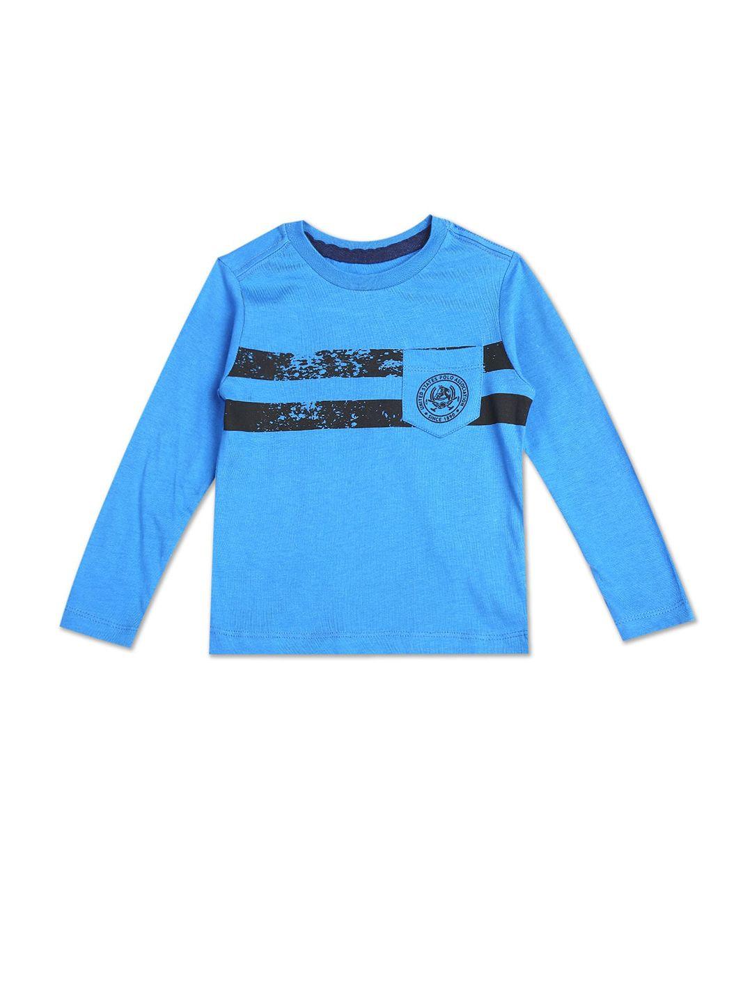 u s polo assn boys blue printed pockets t-shirt