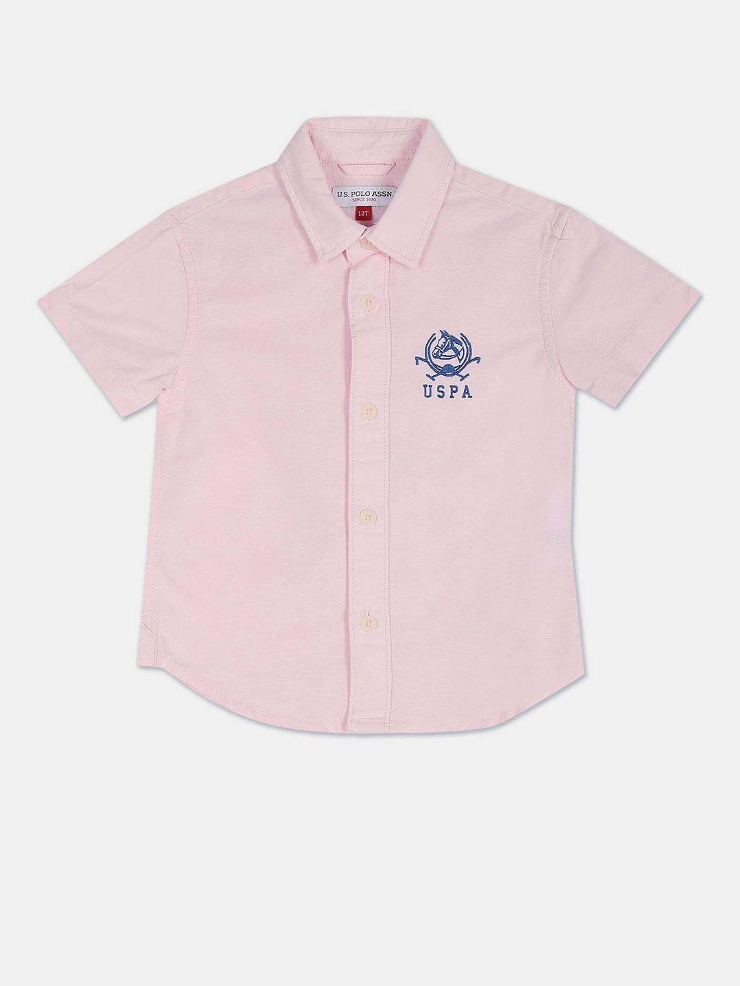 u s polo assn kids boys pink pure cotton casual shirt