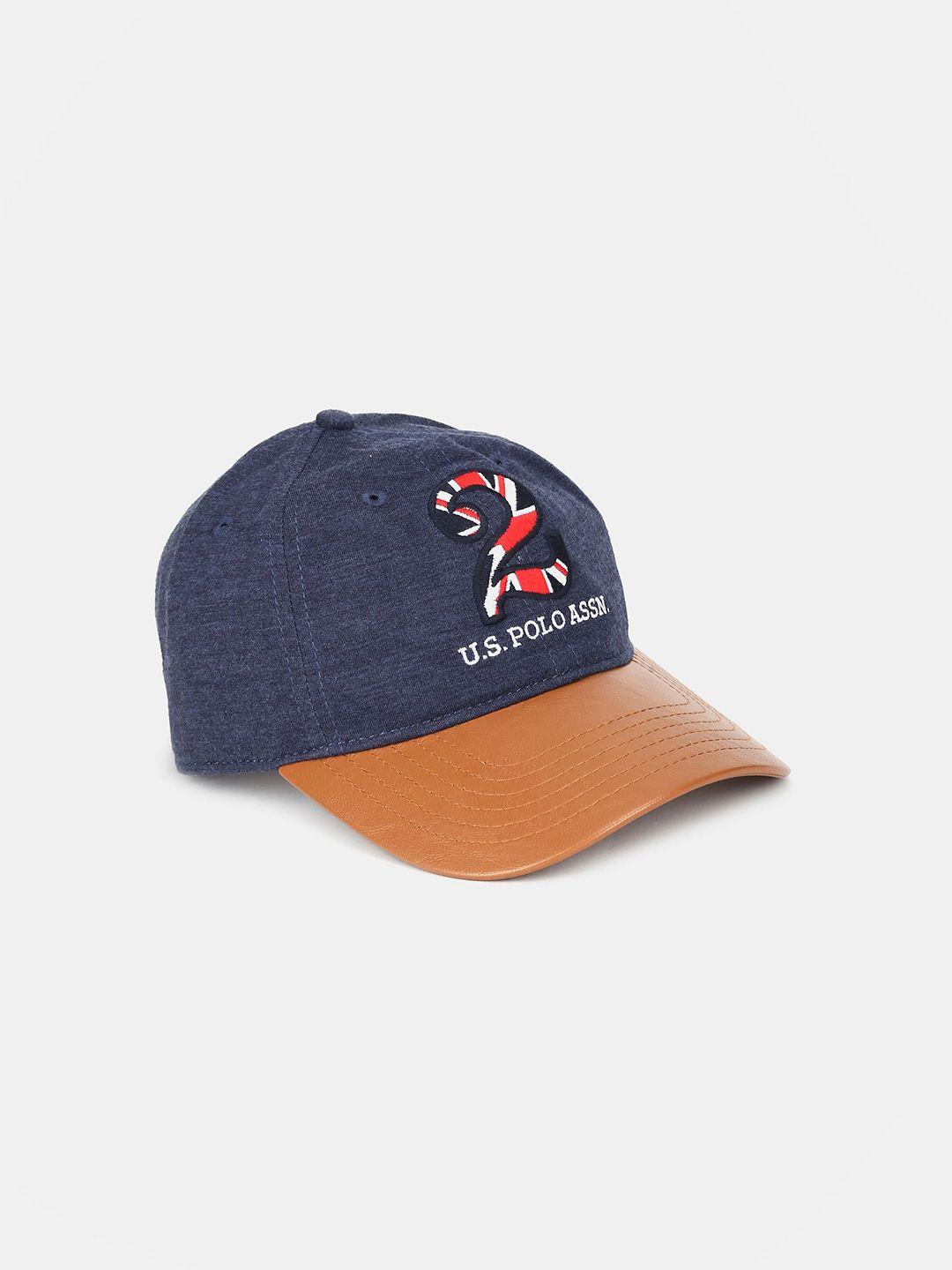 u s polo assn men blue & orange printed baseball cap