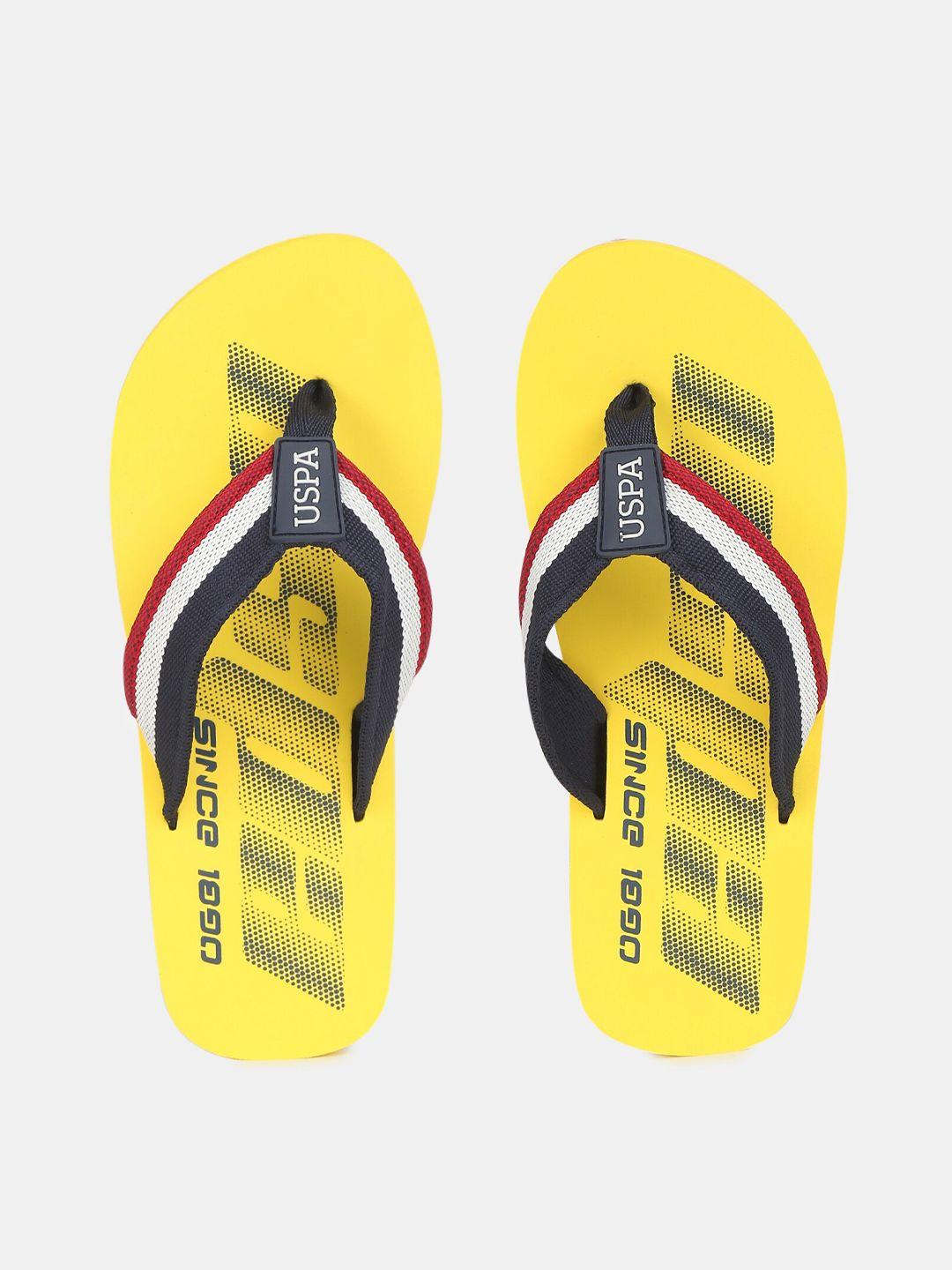 u-s-polo-assn-men-yellow-&-white-printed-thong-flip-flops