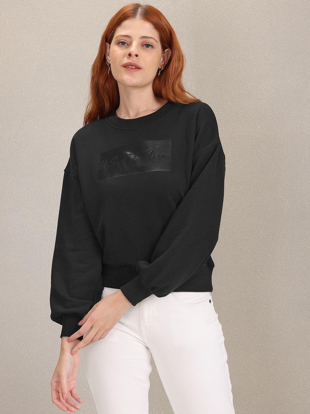 u s polo assn women women black brand logo print sweatshirt
