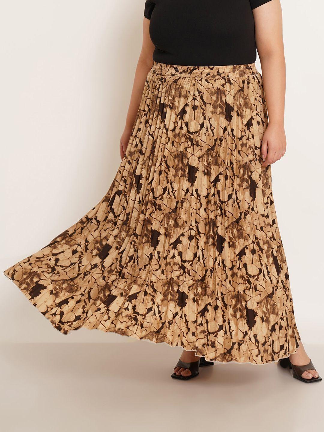 u&f beyond floral-printed maxi flared skirts