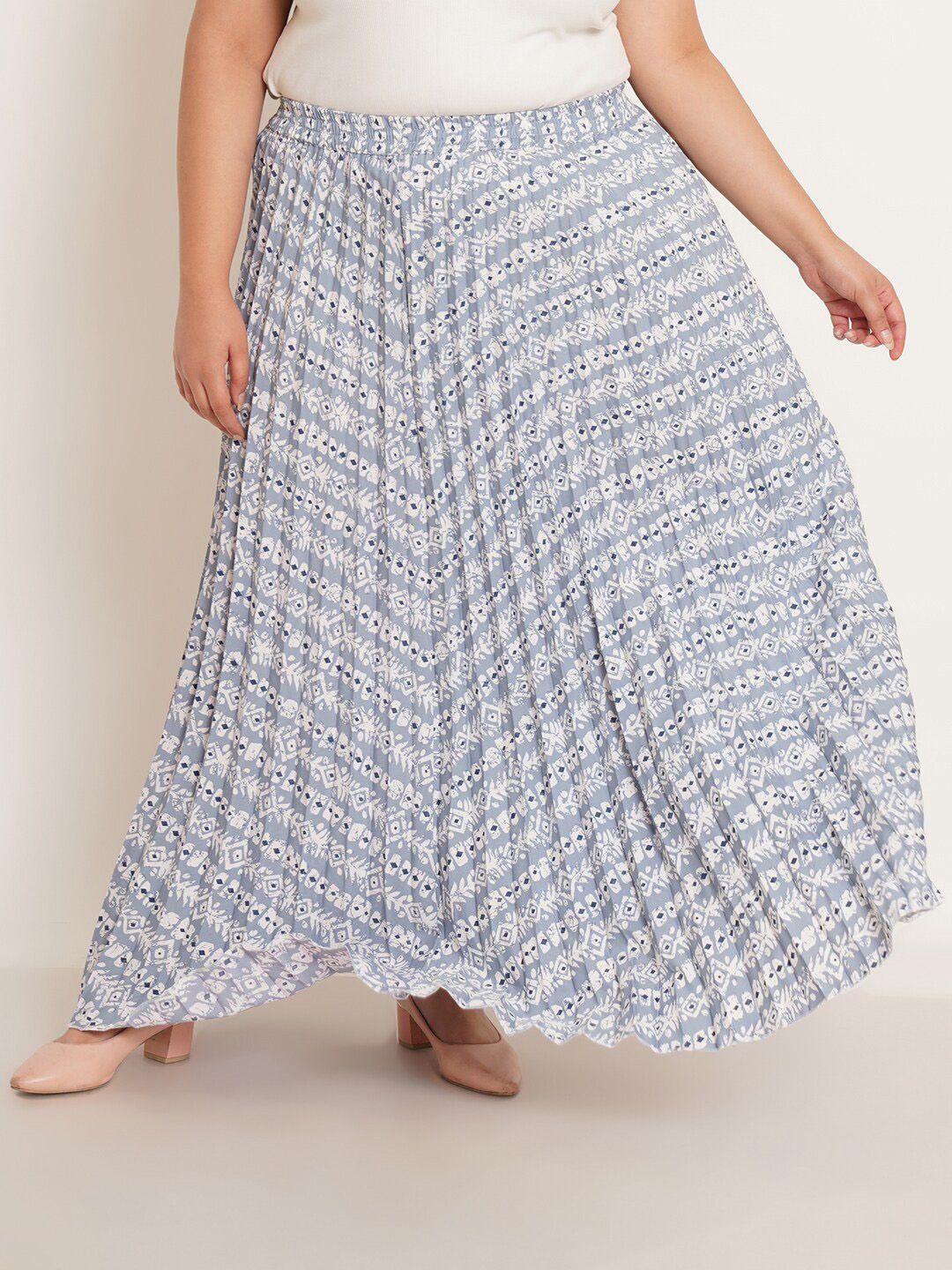 u&f beyond plus size geometric printed flared maxi skirt