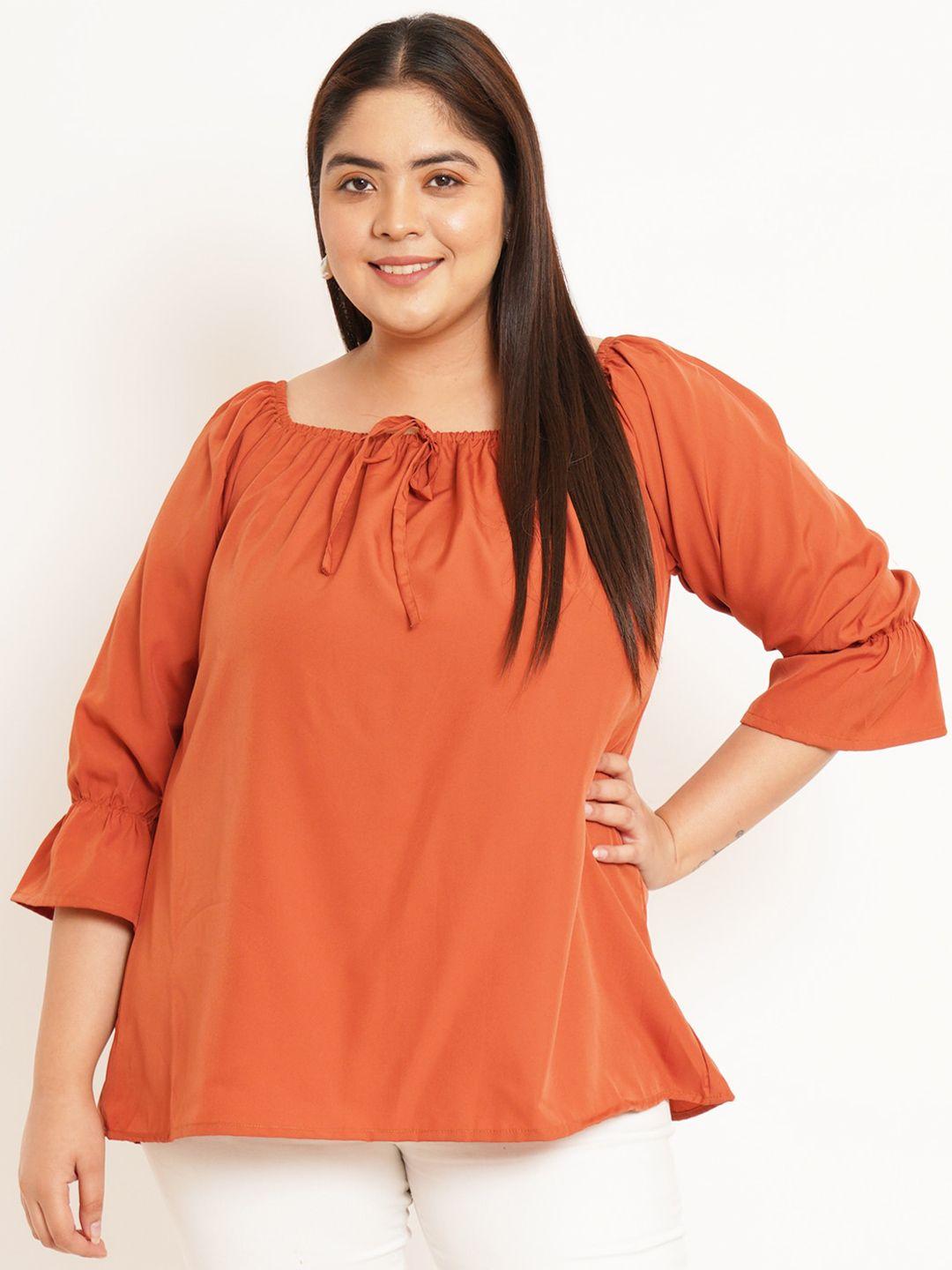 u&f beyond plus size tie-up neck bell sleeves a-line top