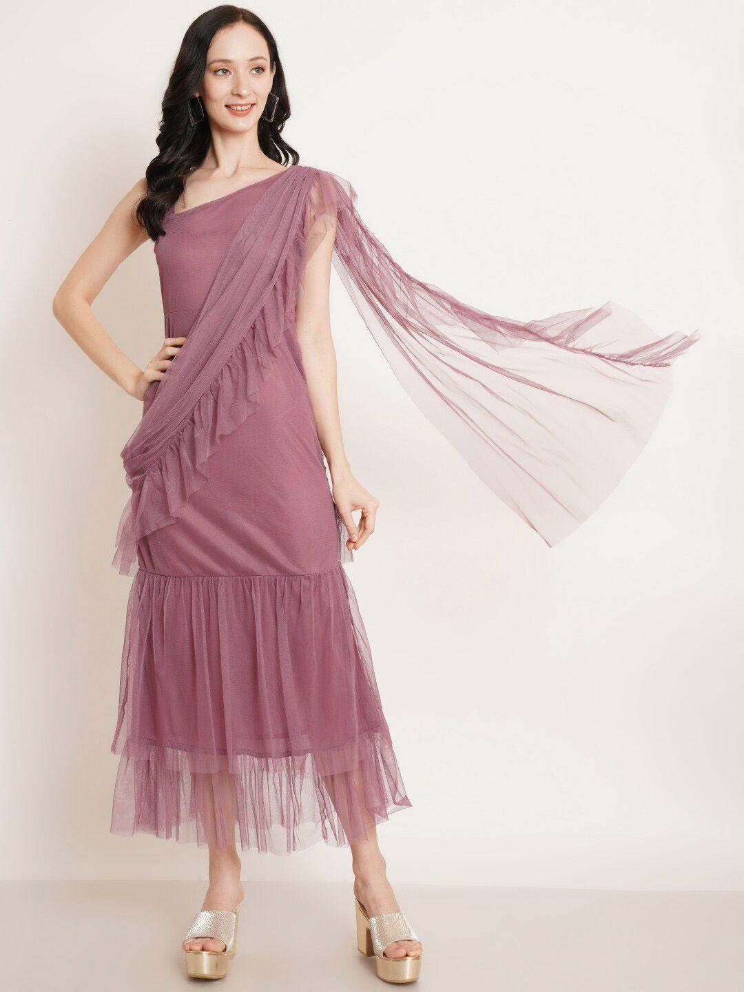 u&f purple net ruffles maxi dress