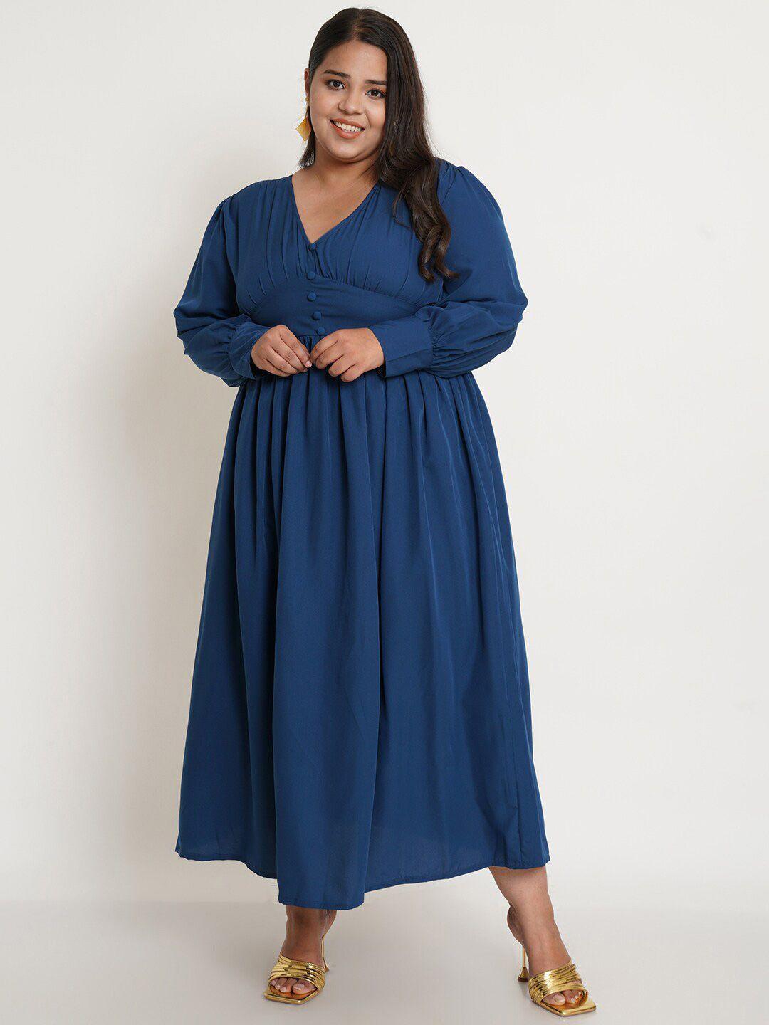 u&f women plus size navy blue crepe empire maxi dress