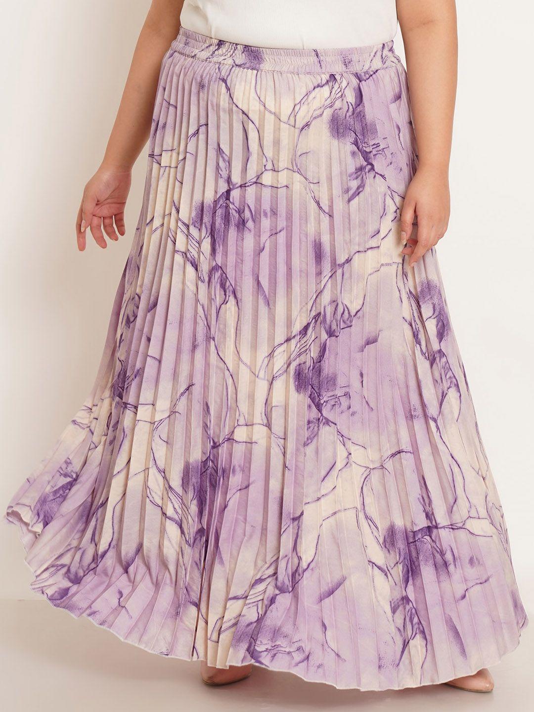 u&f beyond floral-printed maxi flared skirts