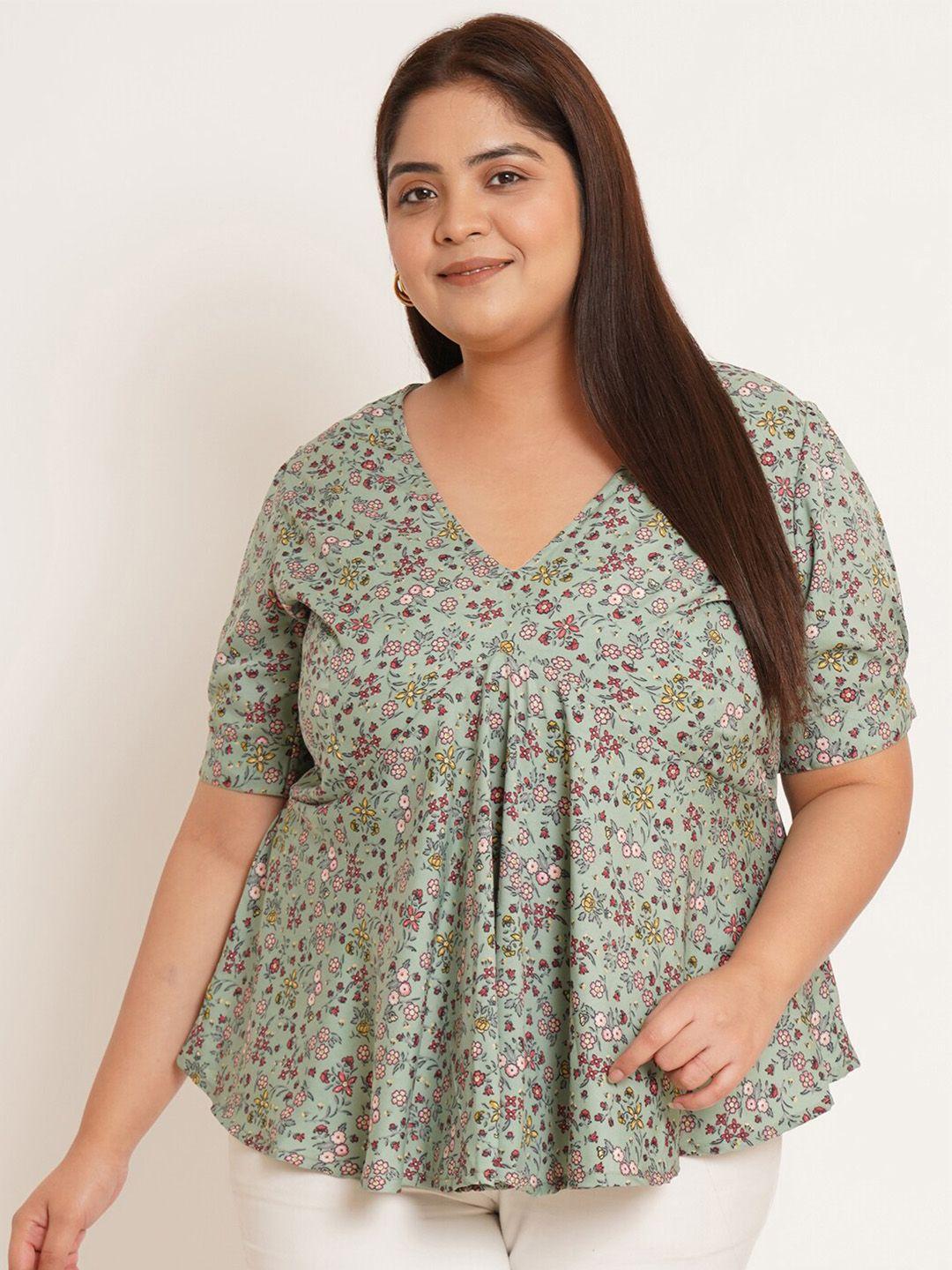 u&f beyond green floral print crepe top