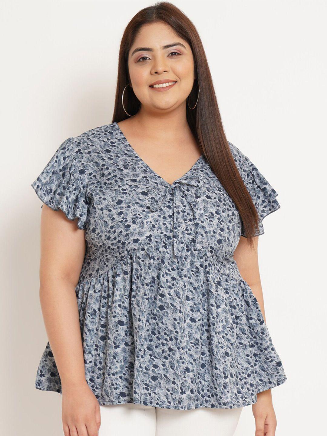 u&f beyond grey floral print crepe peplum top