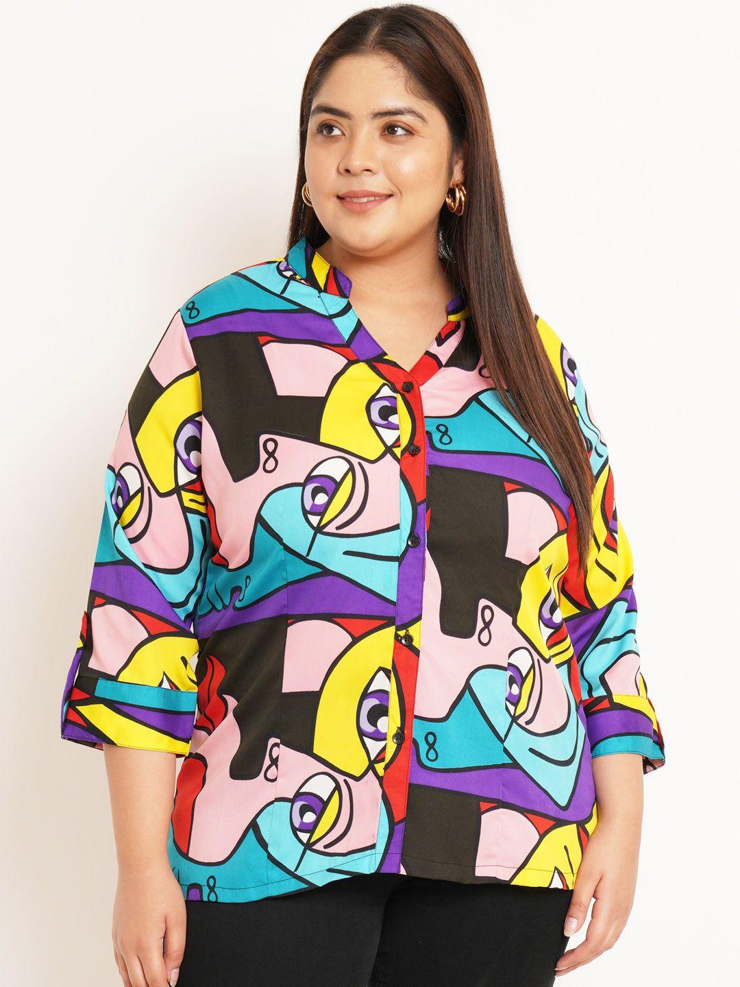 u&f beyond plus size abstract printed shirt style top