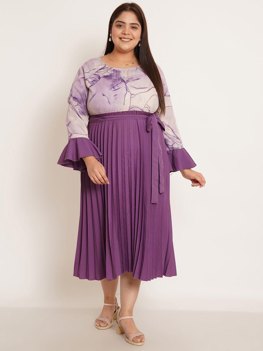 u&f beyond plus size striped bell sleeve crepe fit & flare midi dress