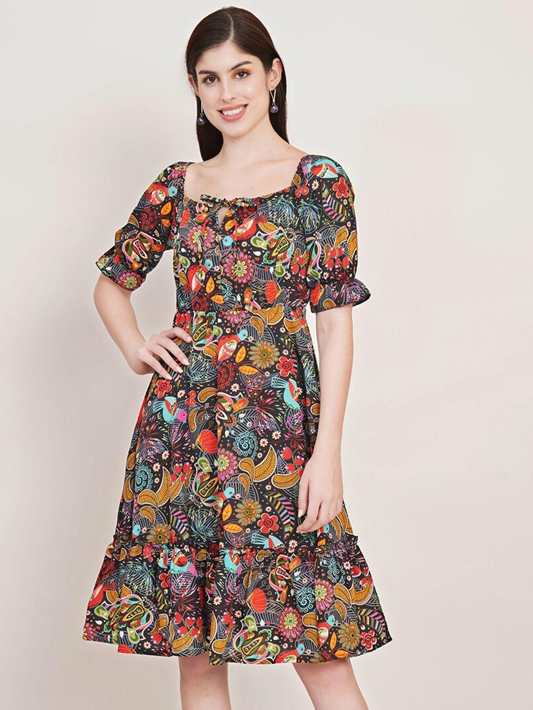 u&f floral print crepe fit & flare dress