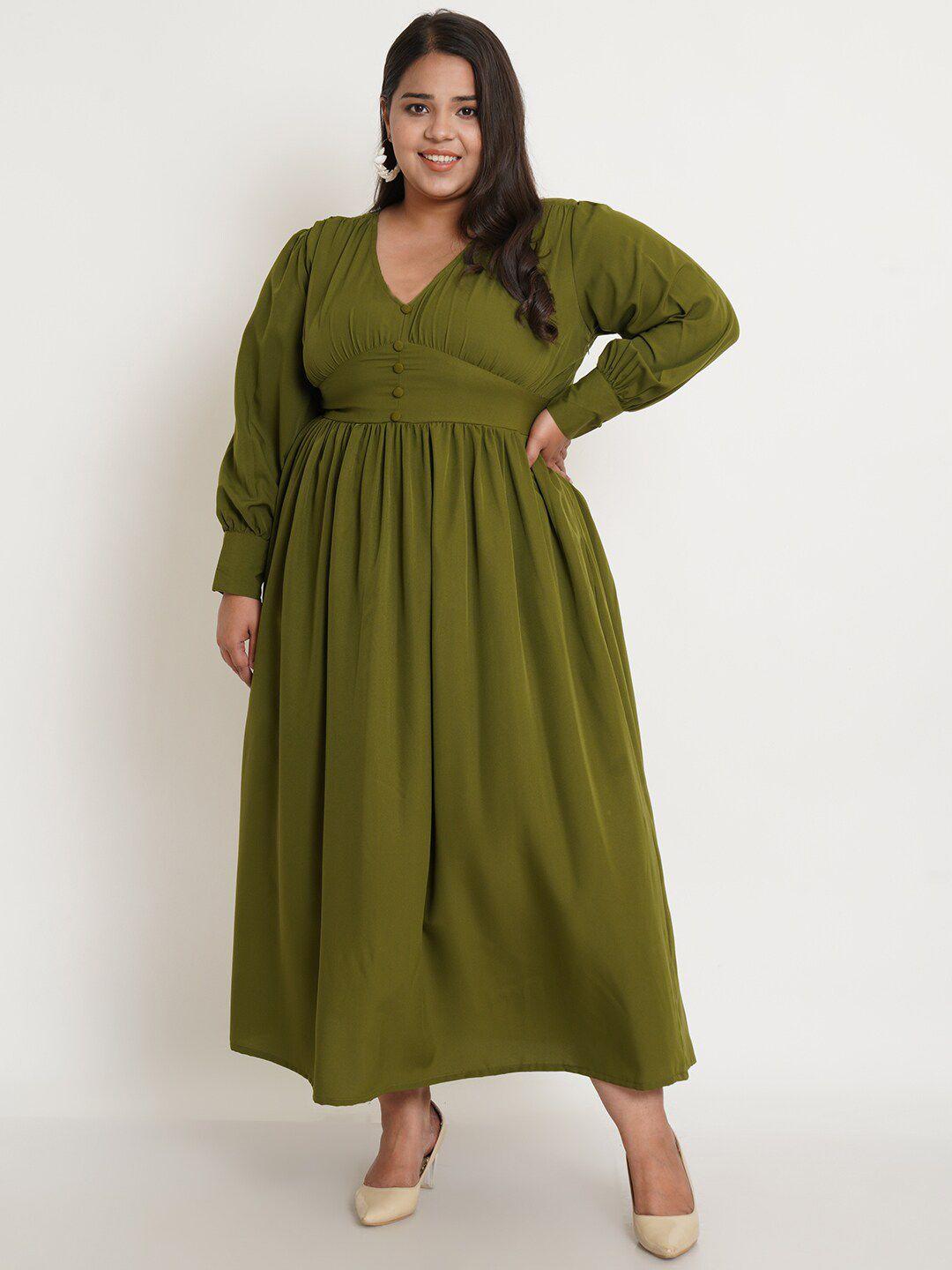 u&f olive green crepe maxi dress