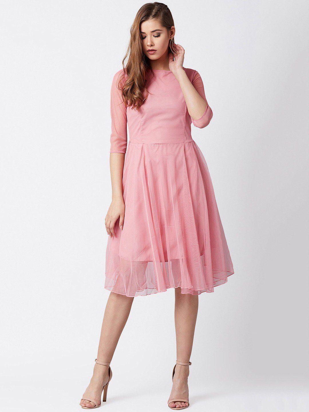 u&f round neck net fit and flare dress