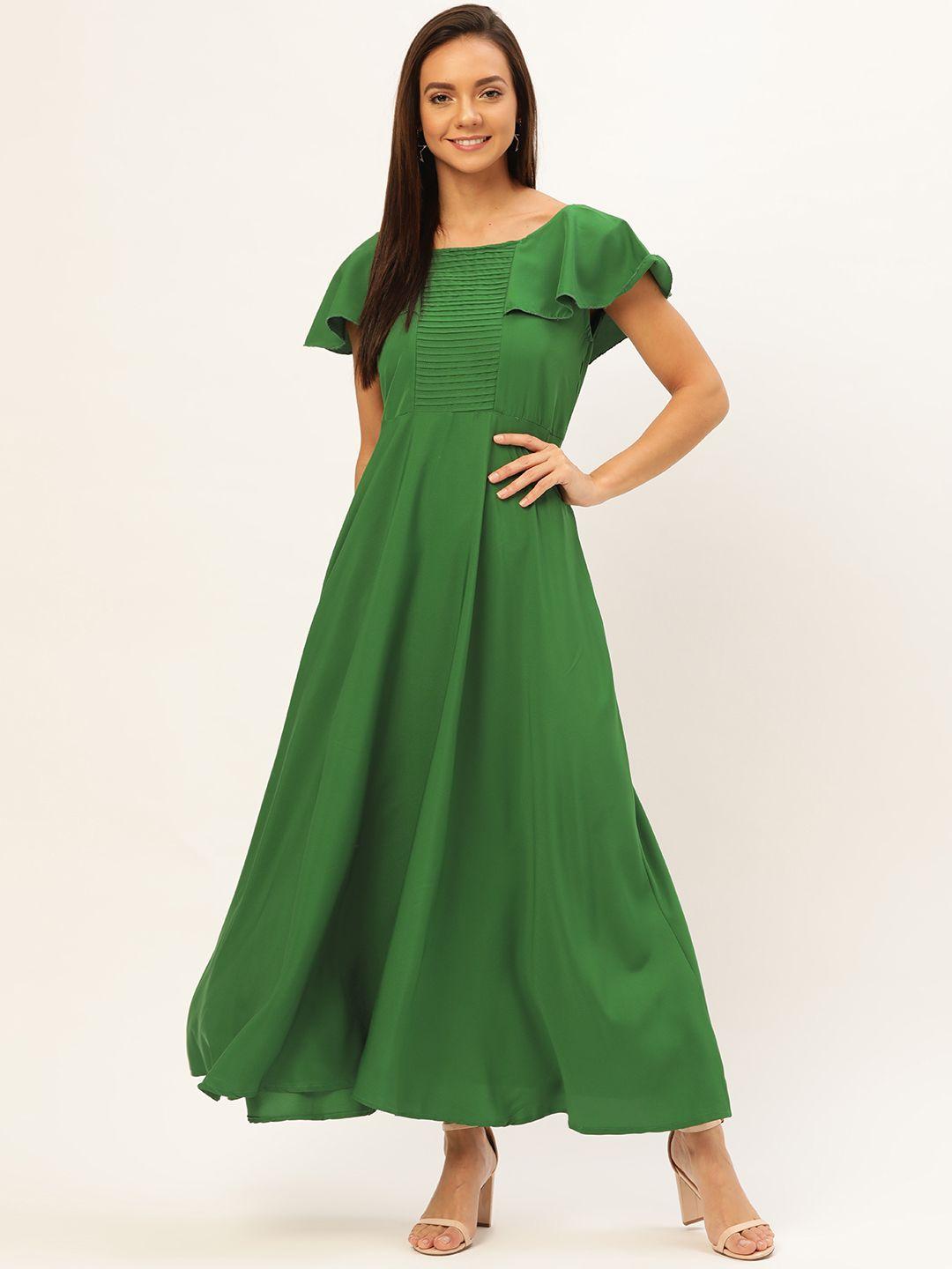 u&f women green solid maxi dress