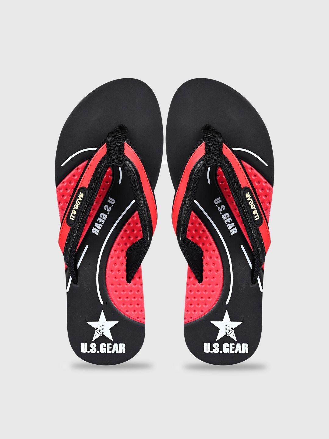 u s gear women black & red printed rubber thong flip-flops