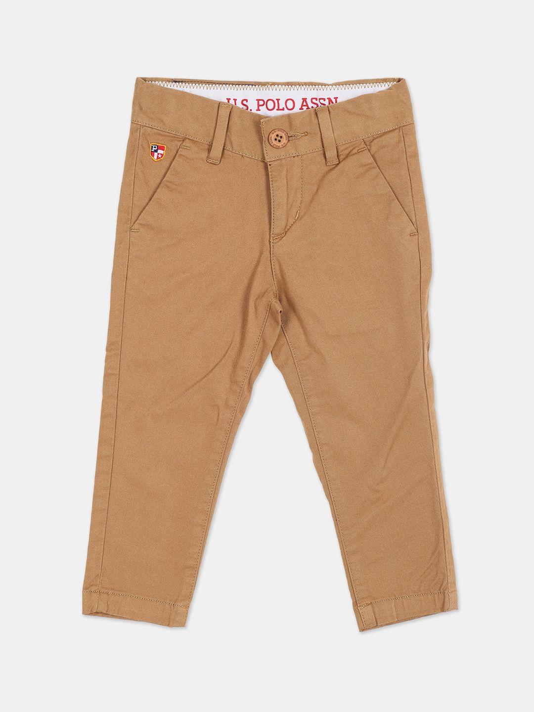 u s polo assn boys brown cotton blend trousers