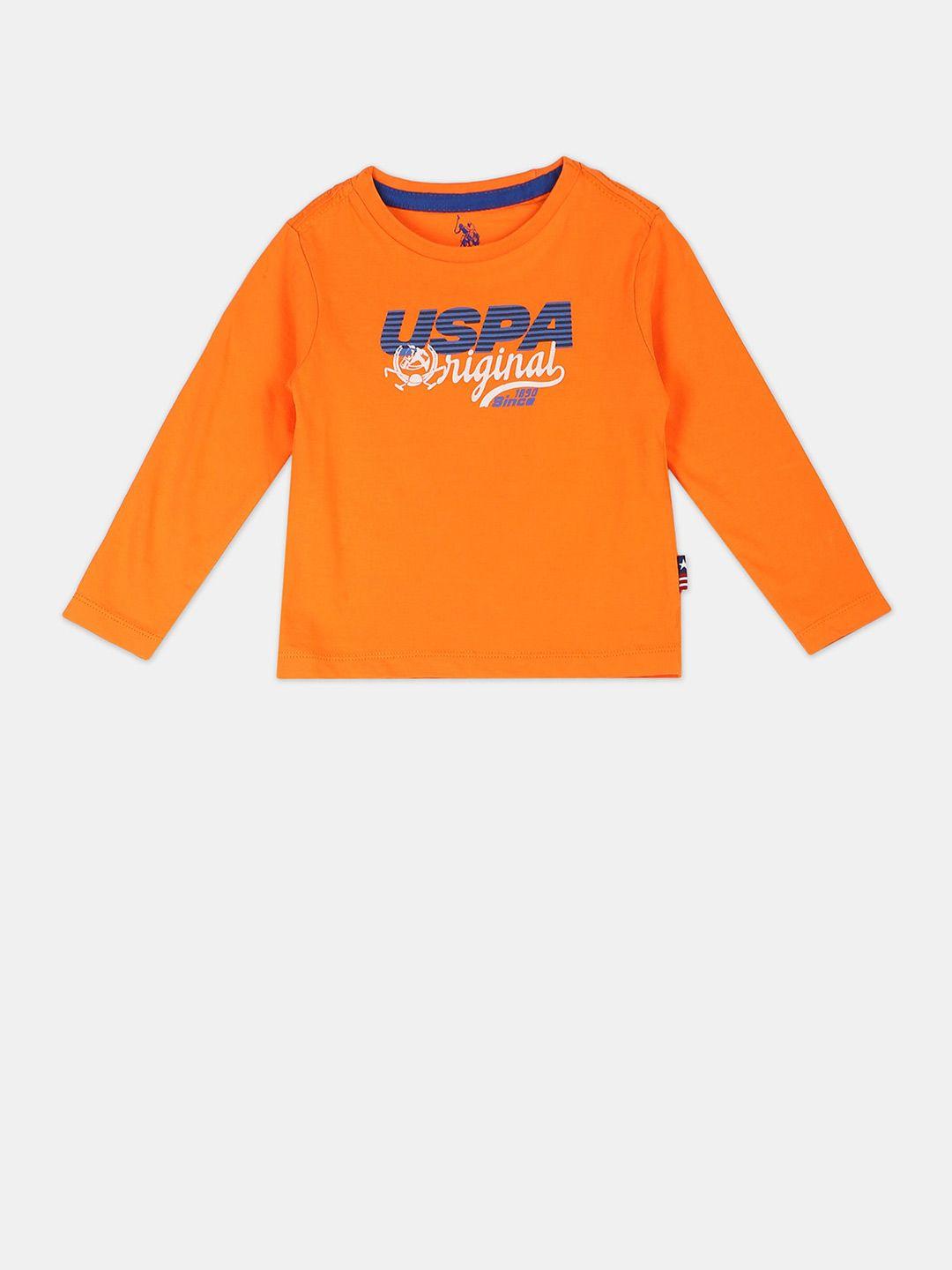 u s polo assn boys orange typography t-shirt