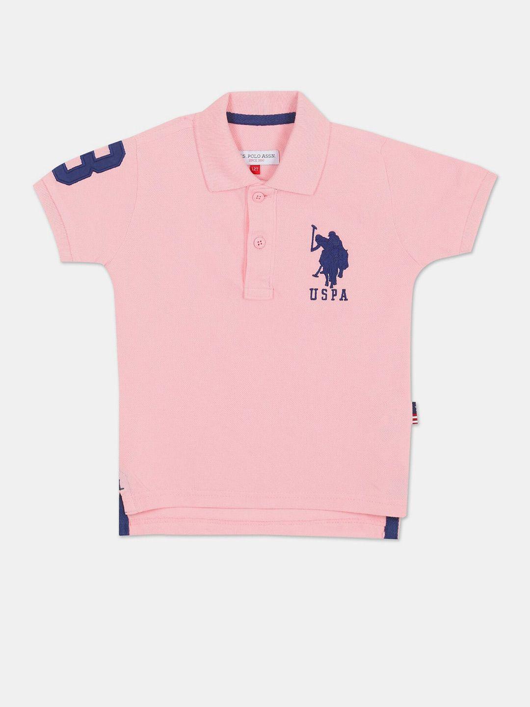 u s polo assn boys pink polo collar t-shirt