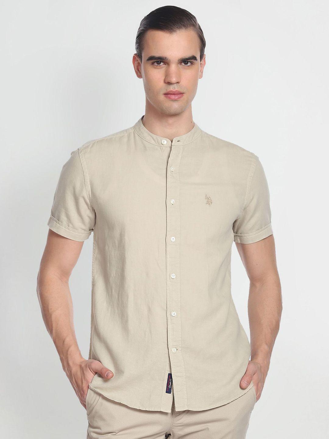 u s polo assn denim co men beige casual shirt