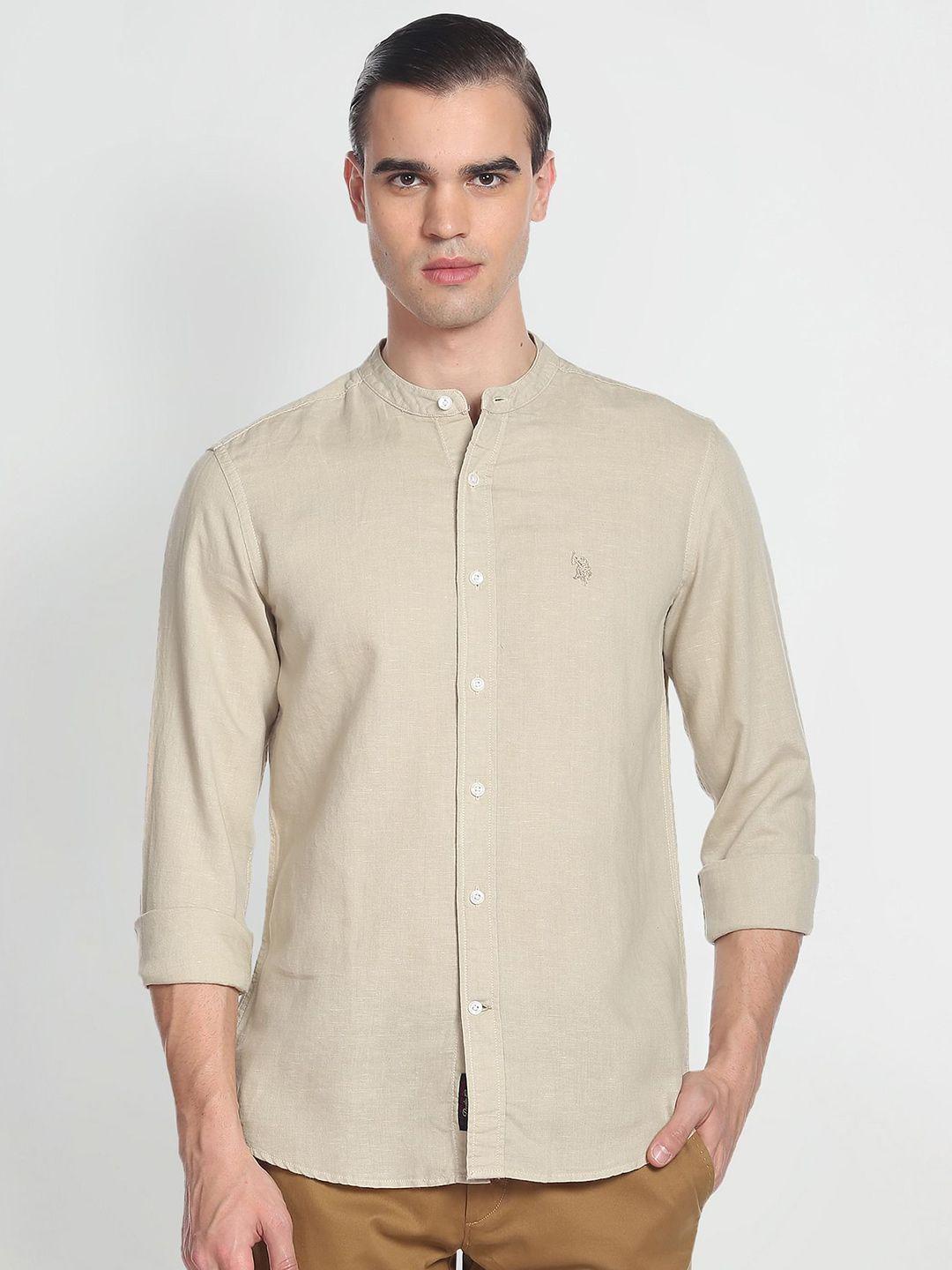 u s polo assn denim co men beige casual shirt