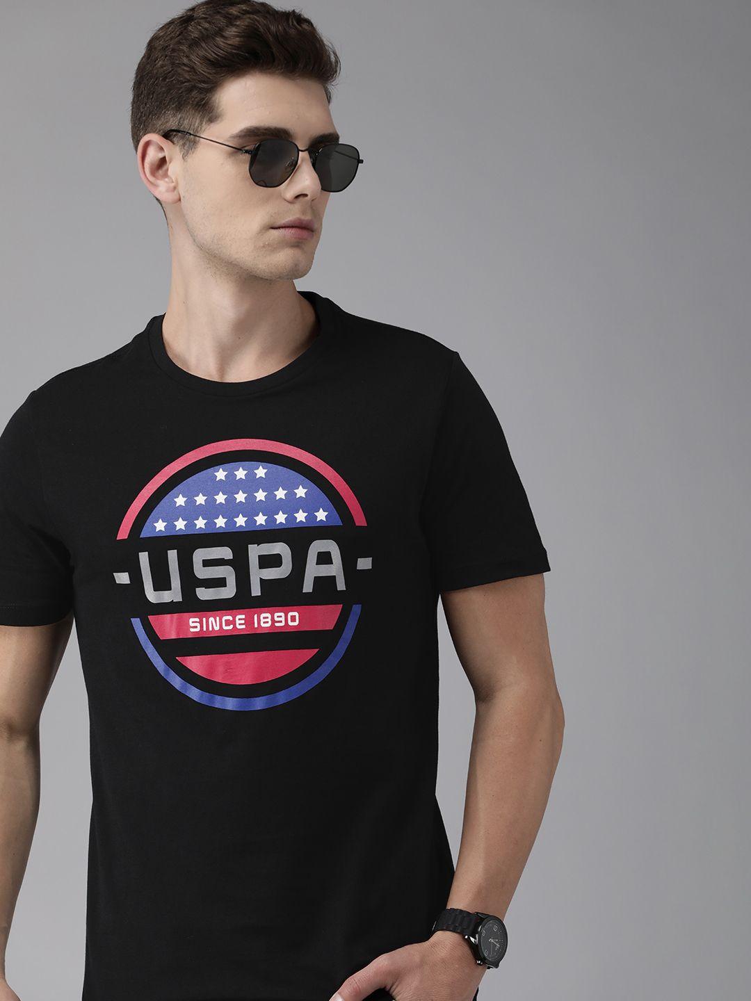 u s polo assn denim co men black brand logo t-shirt