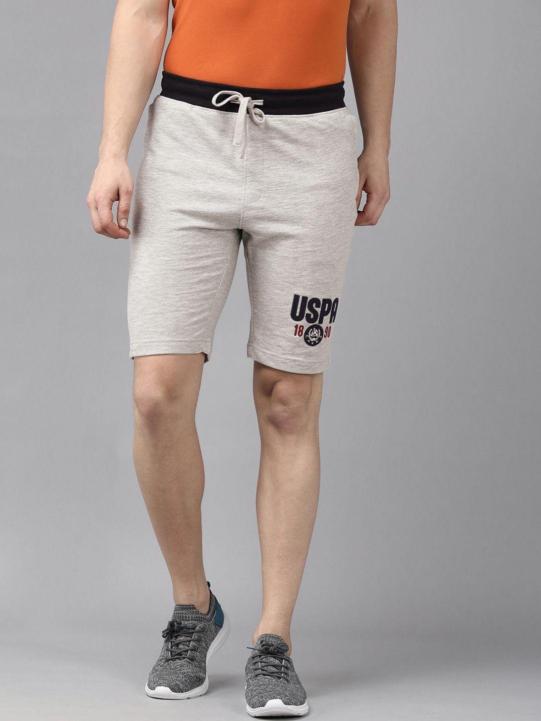 u s polo assn denim co men grey & black printed slim fit shorts