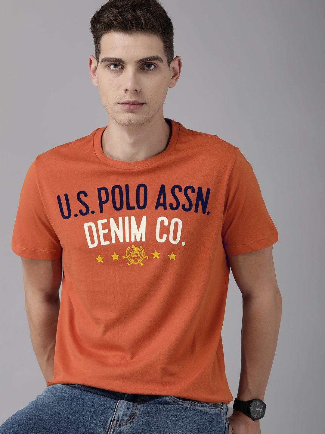 u s polo assn denim co men orange brand logo t-shirt