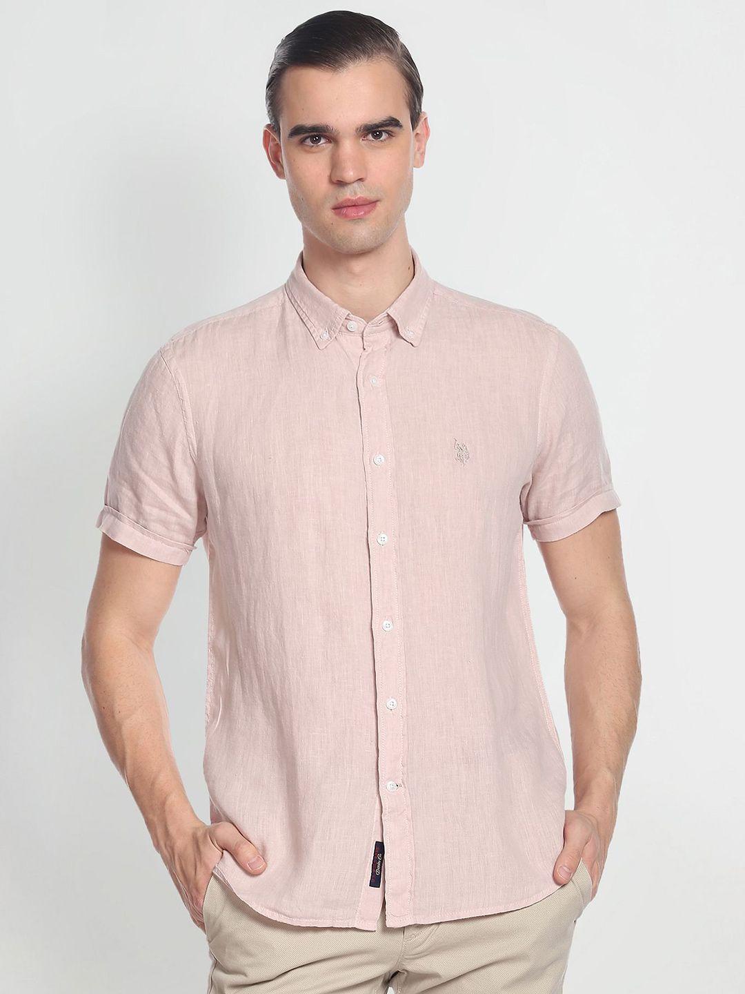 u s polo assn denim co men pink casual shirt