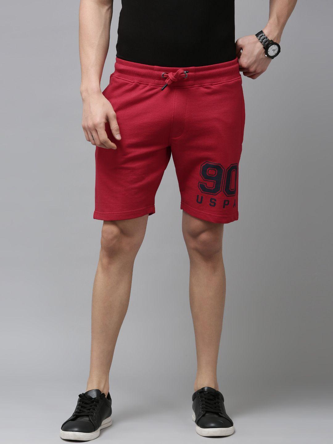 u s polo assn denim co men red brand logo printed regular shorts