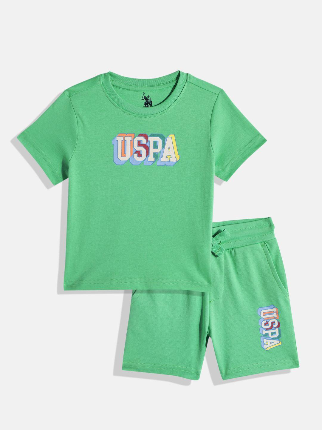u s polo assn kids boys pure cotton printed t-shirt with shorts