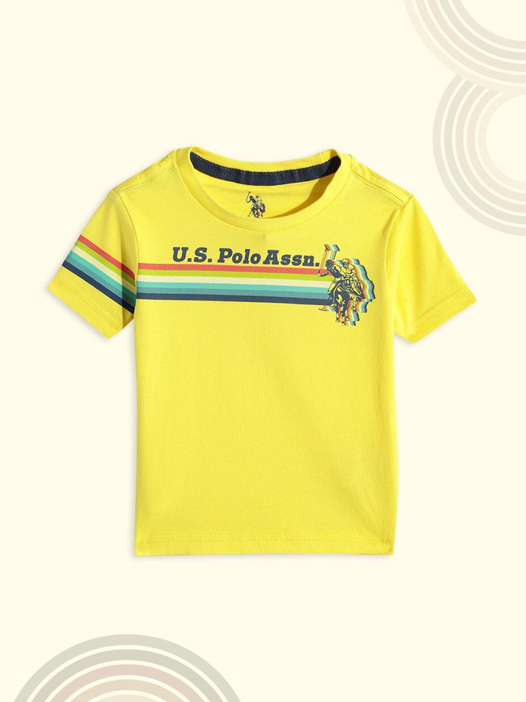 u s polo assn kids boys yellow brand logo printed pure cotton t-shirt
