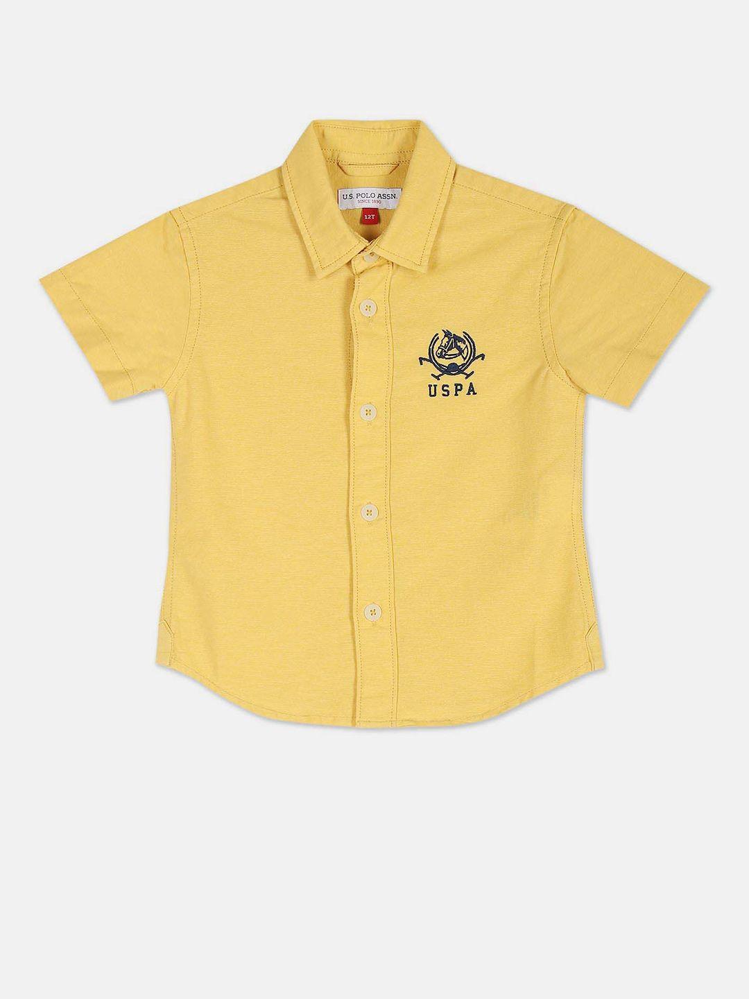 u s polo assn kids boys yellow pure cotton casual shirt