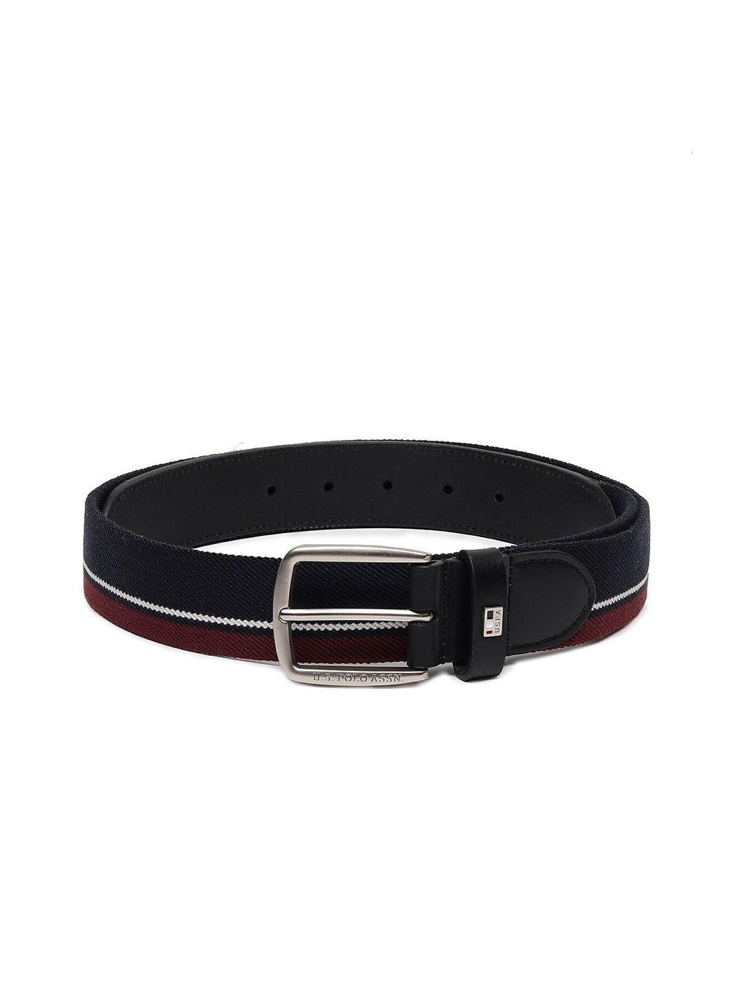 u s polo assn men black striped belt