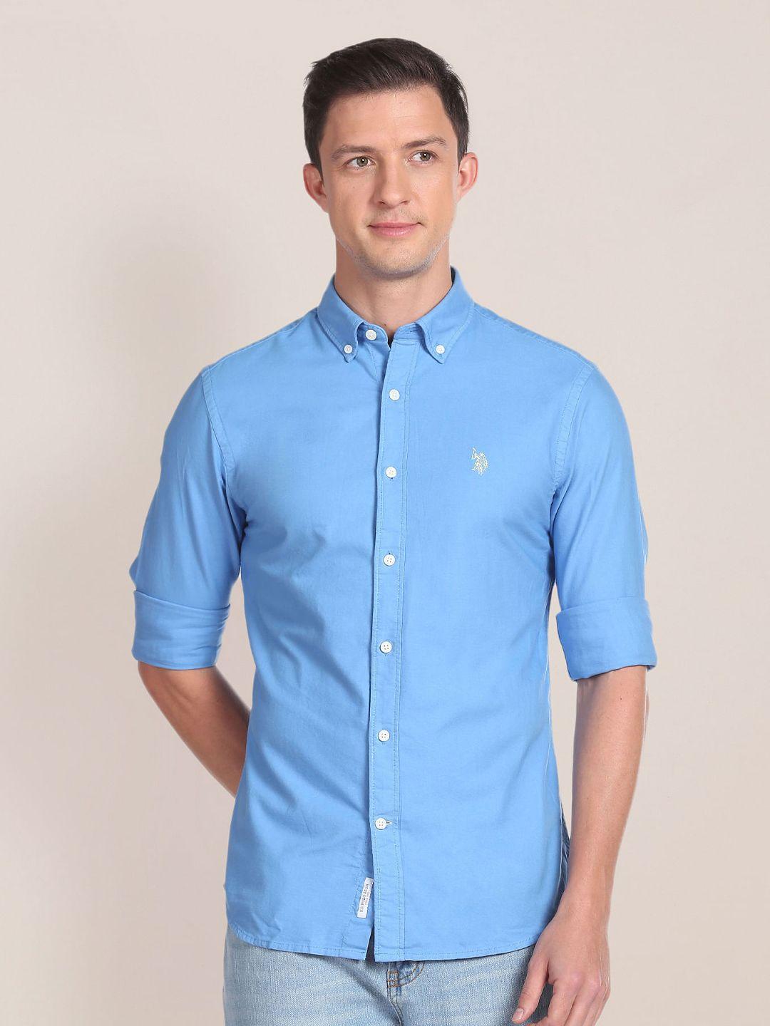 u s polo assn men blue opaque casual shirt