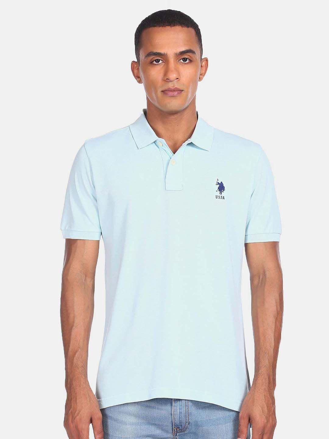 u s polo assn men blue polo collar t-shirt