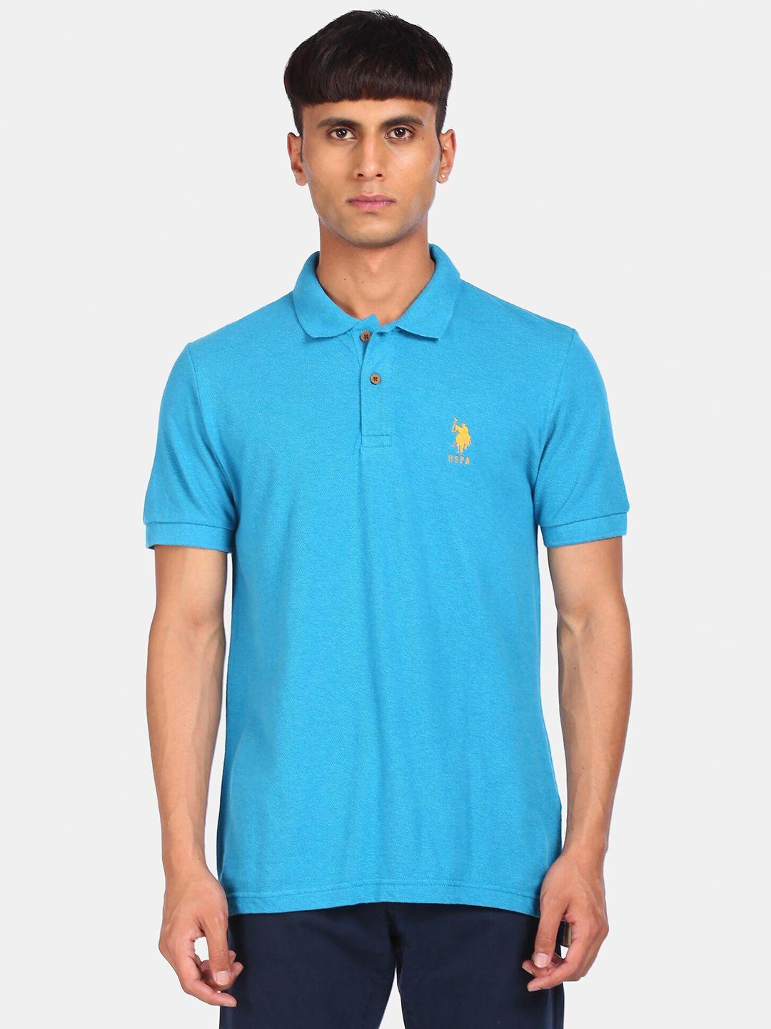 u s polo assn men blue polo collar t-shirt