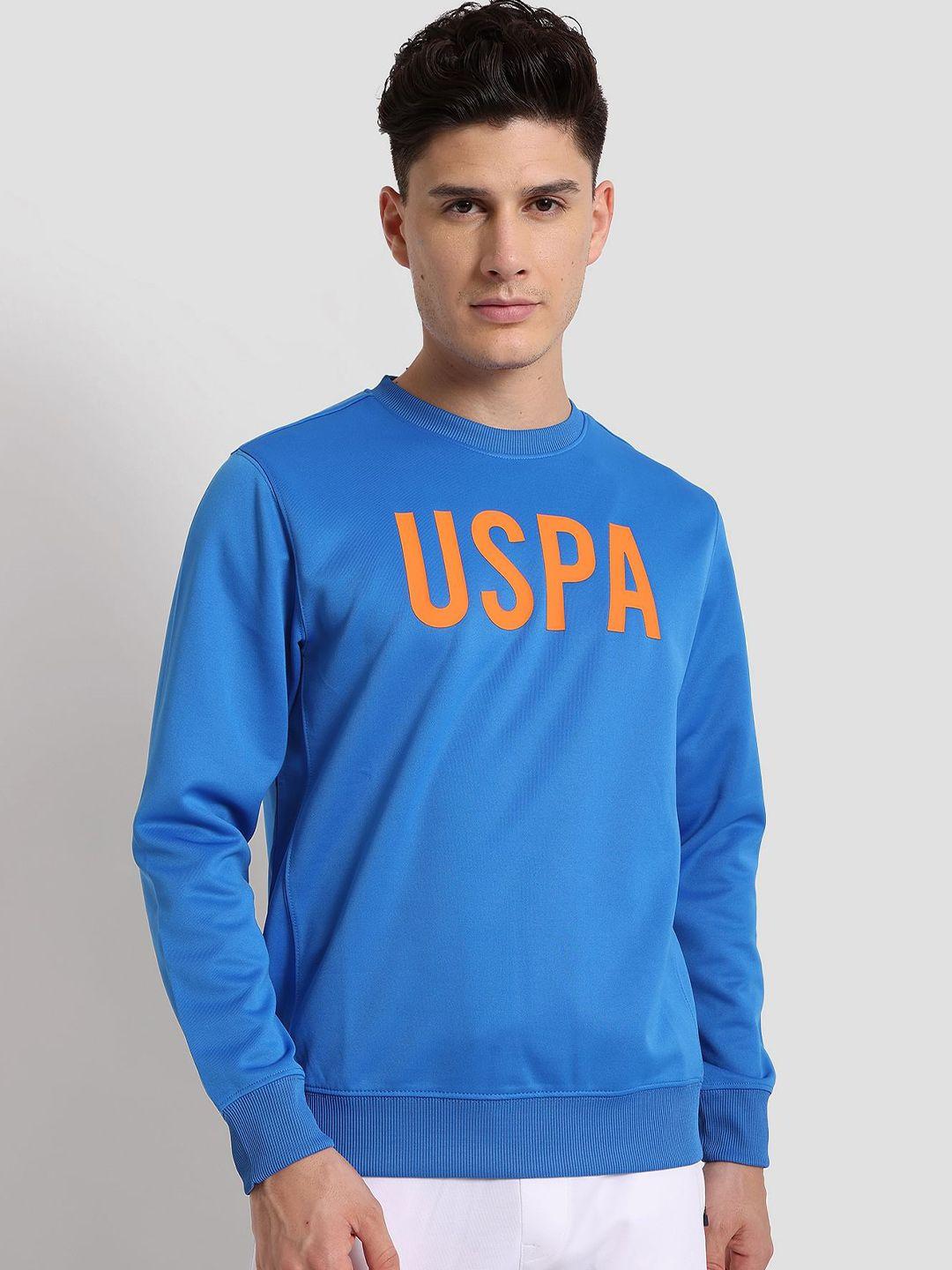 u s polo assn men blue printed sweatshirt