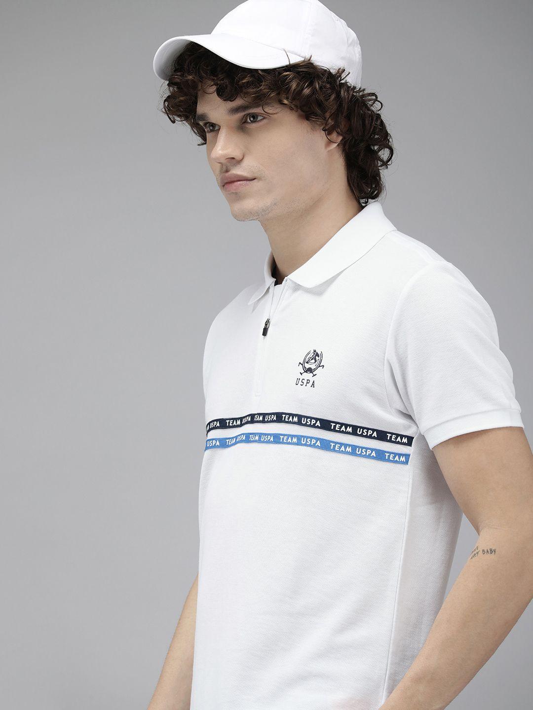 u s polo assn men brand logo striped polo collar slim fit t-shirt